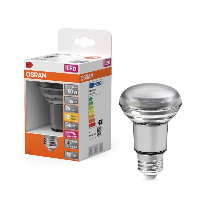 OSRAM E27 LED SUPERSTAR Reflektor R80 dimmbar 36° 4,9W wie 60W CRI90 warmweißes Licht